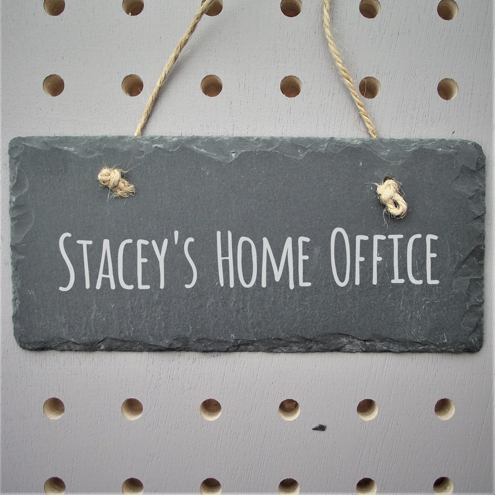 Personalised 18cm Slate Hanging Rectangular Sign made for you by Custom Gift Studio at Cheshire Oaks