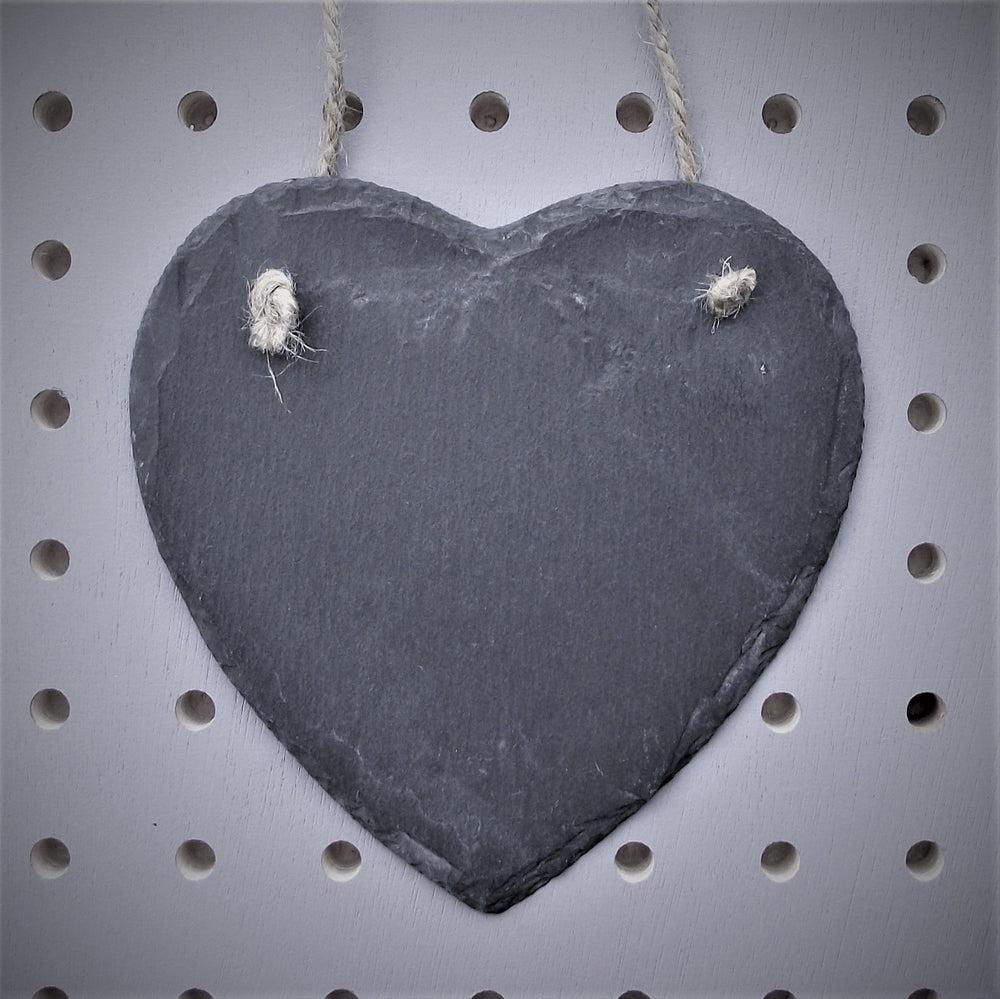 Personalised 'Christening' 18cm Slate Hanging Heart Sign made for you by Custom Gift Studio at Cheshire Oaks