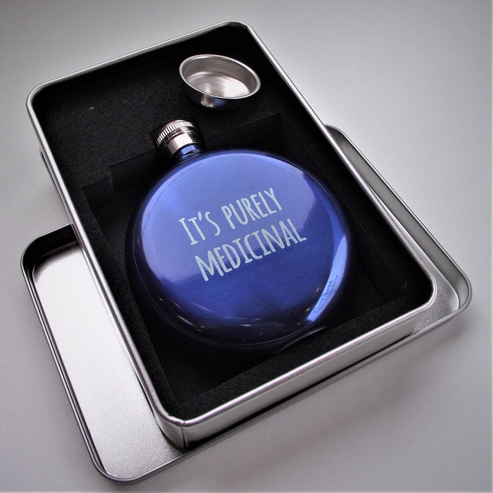 Personalised Stainless Steel Hip Flask made for you by Custom Gift Studio at Cheshire Oaks