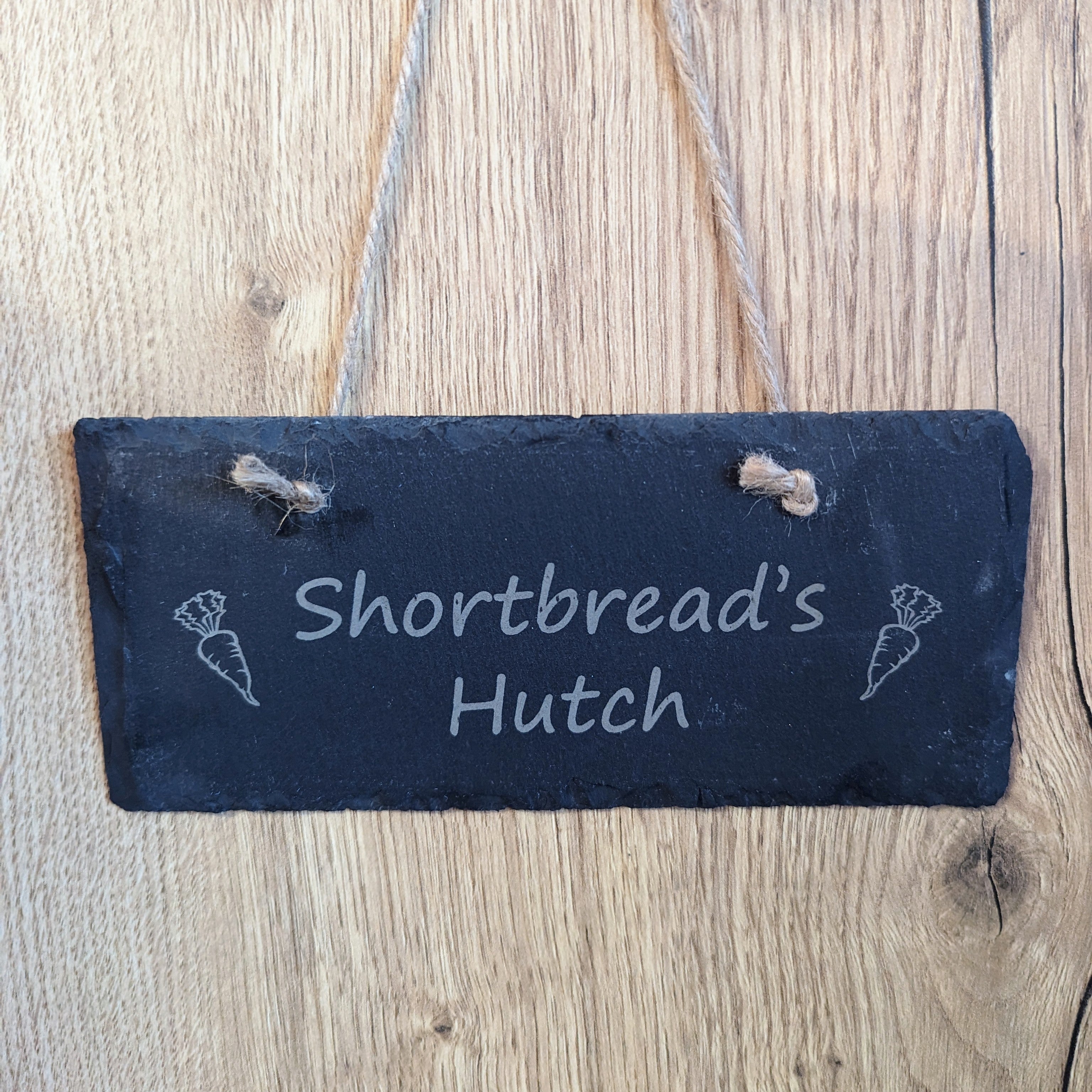 Personalised Rabbit Hutch Hanging Slate Sign