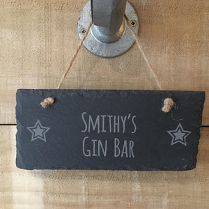 Personalised 18cm Slate Hanging Rectangular Sign made for you by Custom Gift Studio at Cheshire Oaks