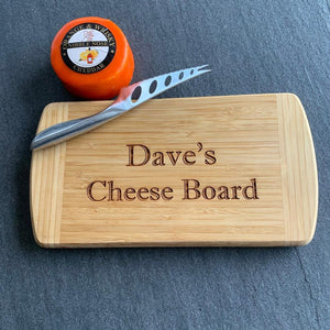 Personalised Bamboo Cheese Board made for you by Custom Gift Studio at Cheshire Oaks