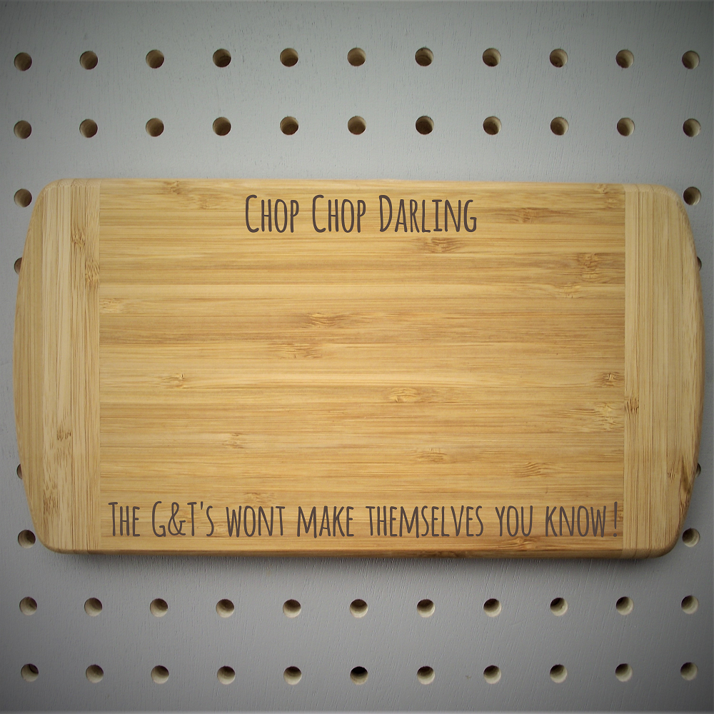 Personalised Bamboo Chopping Board made for you by Custom Gift Studio at Cheshire Oaks