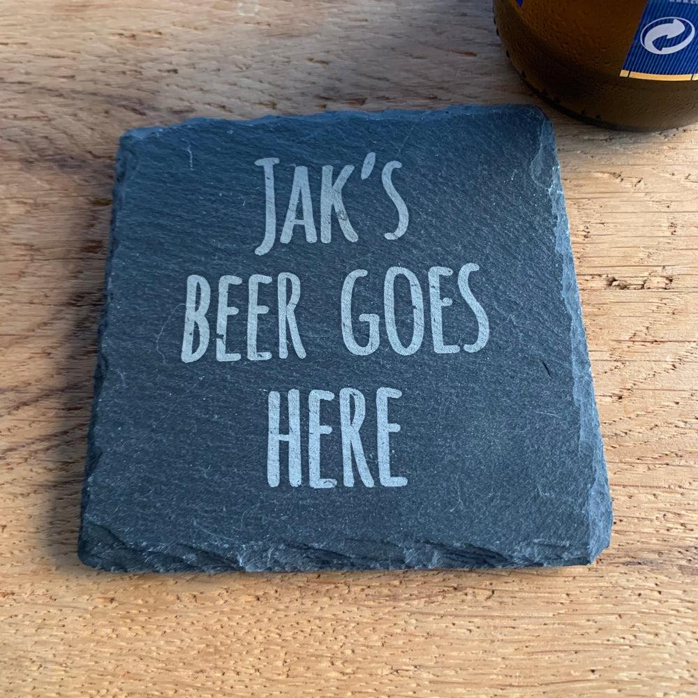 Personalised 'Beer Lover' Slate Square Drinks Coaster made for you by Custom Gift Studio at Cheshire Oaks