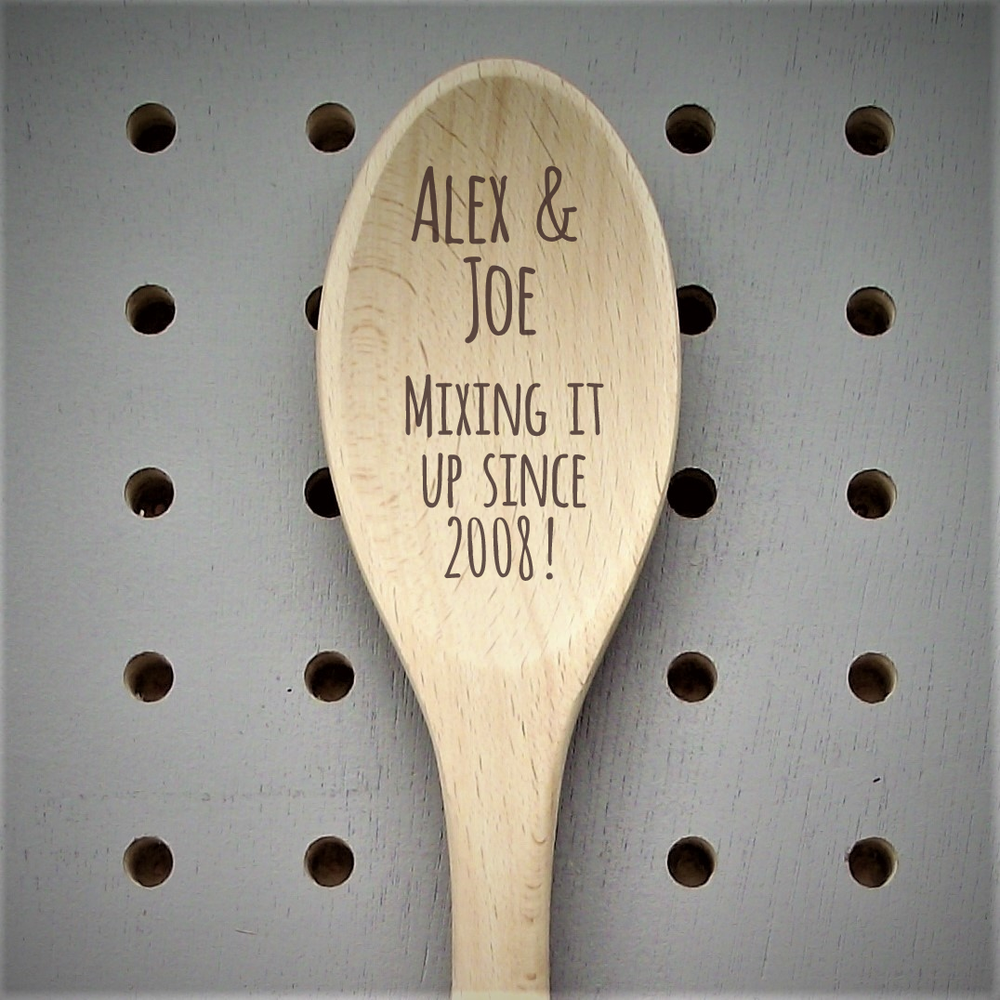 Personalised 'Couples/Anniversary' Wooden Spoon made for you by Custom Gift Studio at Cheshire Oaks