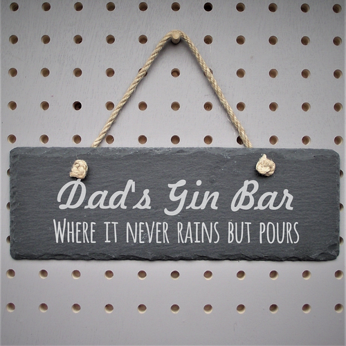 Personalised 'Dads' 28cm Slate Hanging Rectangular Sign made for you by Custom Gift Studio at Cheshire Oaks
