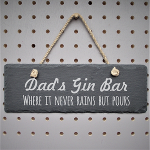 Personalised 'Dads' 28cm Slate Hanging Rectangular Sign made for you by Custom Gift Studio at Cheshire Oaks