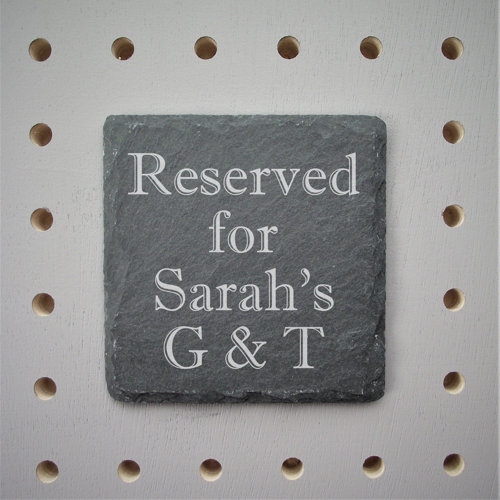 Personalised 'Gin Lover' Slate Square Drinks Coaster made for you by Custom Gift Studio at Cheshire Oaks