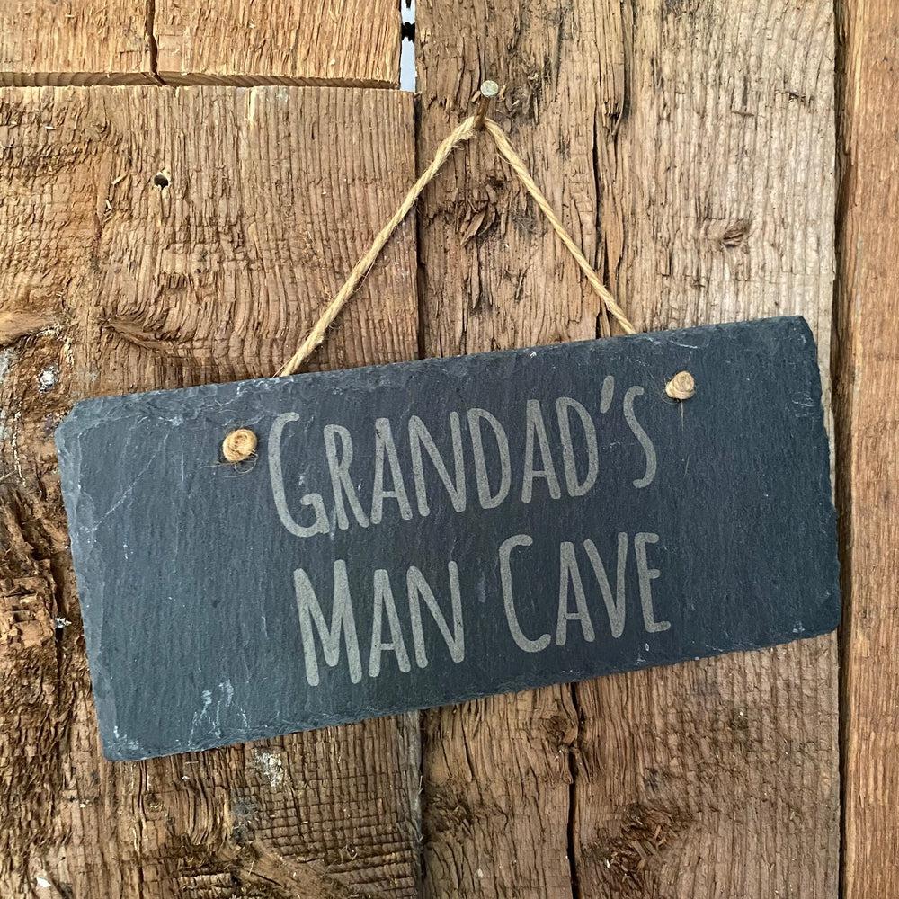 Personalised 'Grandads' 18cm Slate Hanging Rectangular Sign made for you by Custom Gift Studio at Cheshire Oaks