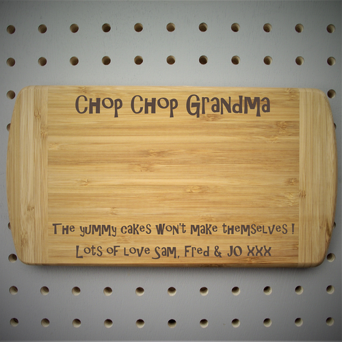 Personalised 'Grandma' Bamboo Chopping Board made for you by Custom Gift Studio at Cheshire Oaks