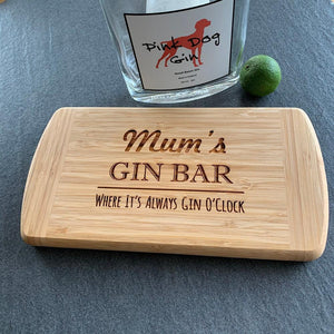 Personalised 'Mums' Gin Bar Bamboo Chopping Board made for you by Custom Gift Studio at Cheshire Oaks