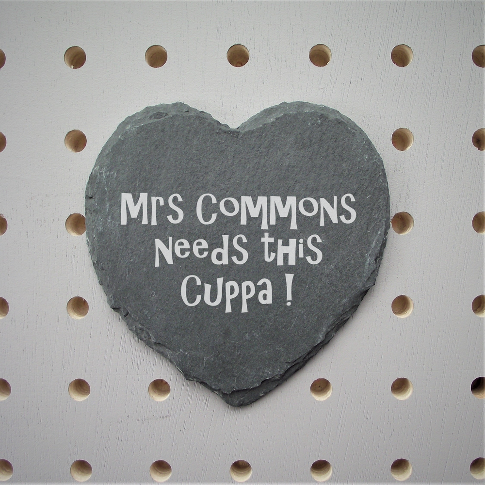 Personalised Slate Heart 'Teachers' Drinks Coaster made for you by Custom Gift Studio at Cheshire Oaks