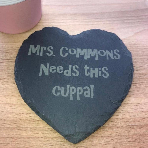 Personalised Slate Heart 'Teachers' Drinks Coaster made for you by Custom Gift Studio at Cheshire Oaks