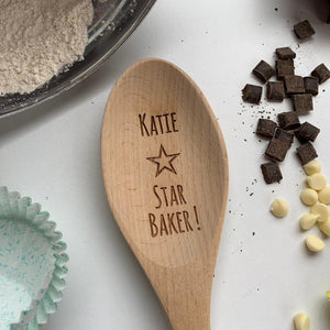 Personalised 'Star Baker' Wooden Spoon made for you by Custom Gift Studio at Cheshire Oaks