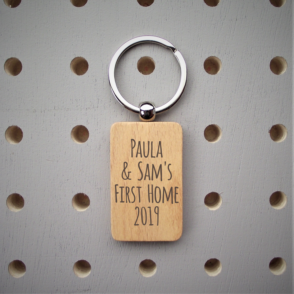Personalised Wooden Keyring (rectangular fob) made for you by Custom Gift Studio at Cheshire Oaks