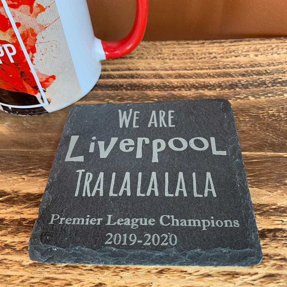 'We are Liverpool' Memento Gift Slate Coaster made for you by Custom Gift Studio at Cheshire Oaks